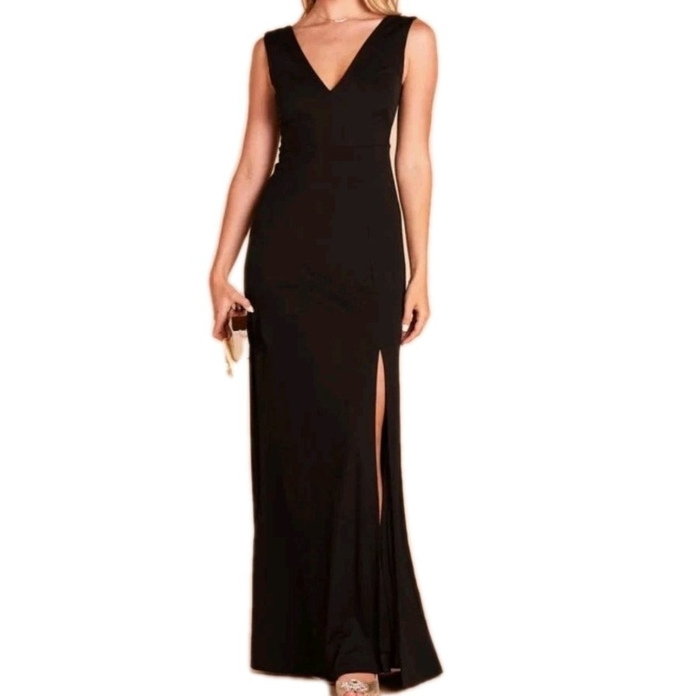 Birdy Grey Shamin Crepe Black Formal Bridesmaid Maxi Dress Womens Large NWT NEW